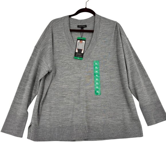 Banana Republic Merino Wool Pullover Sweater Womens Size XL Gray Heather - Picture 1 of 12